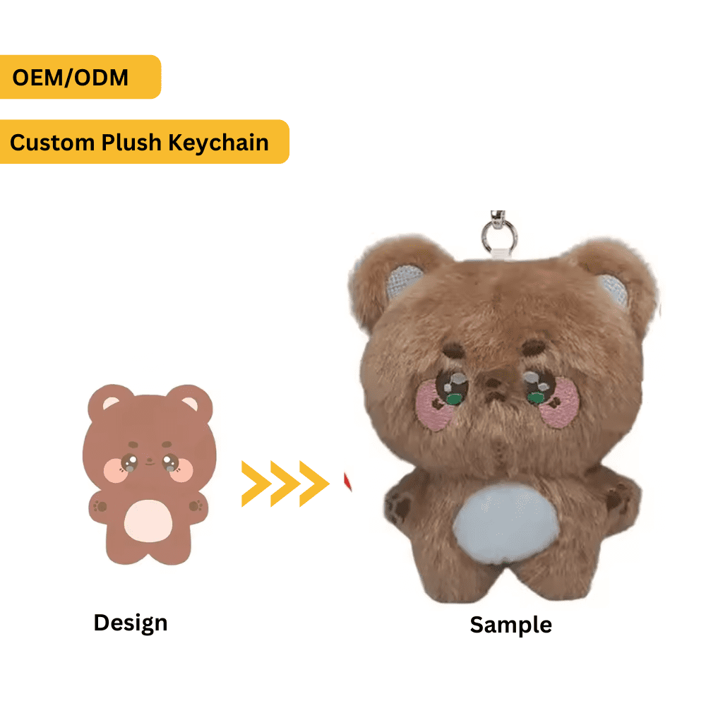 Mini plush keychain sample for custom accessories and brand merchandise