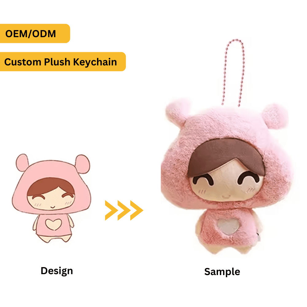 Custom plush keychain case for wholesale bulk production