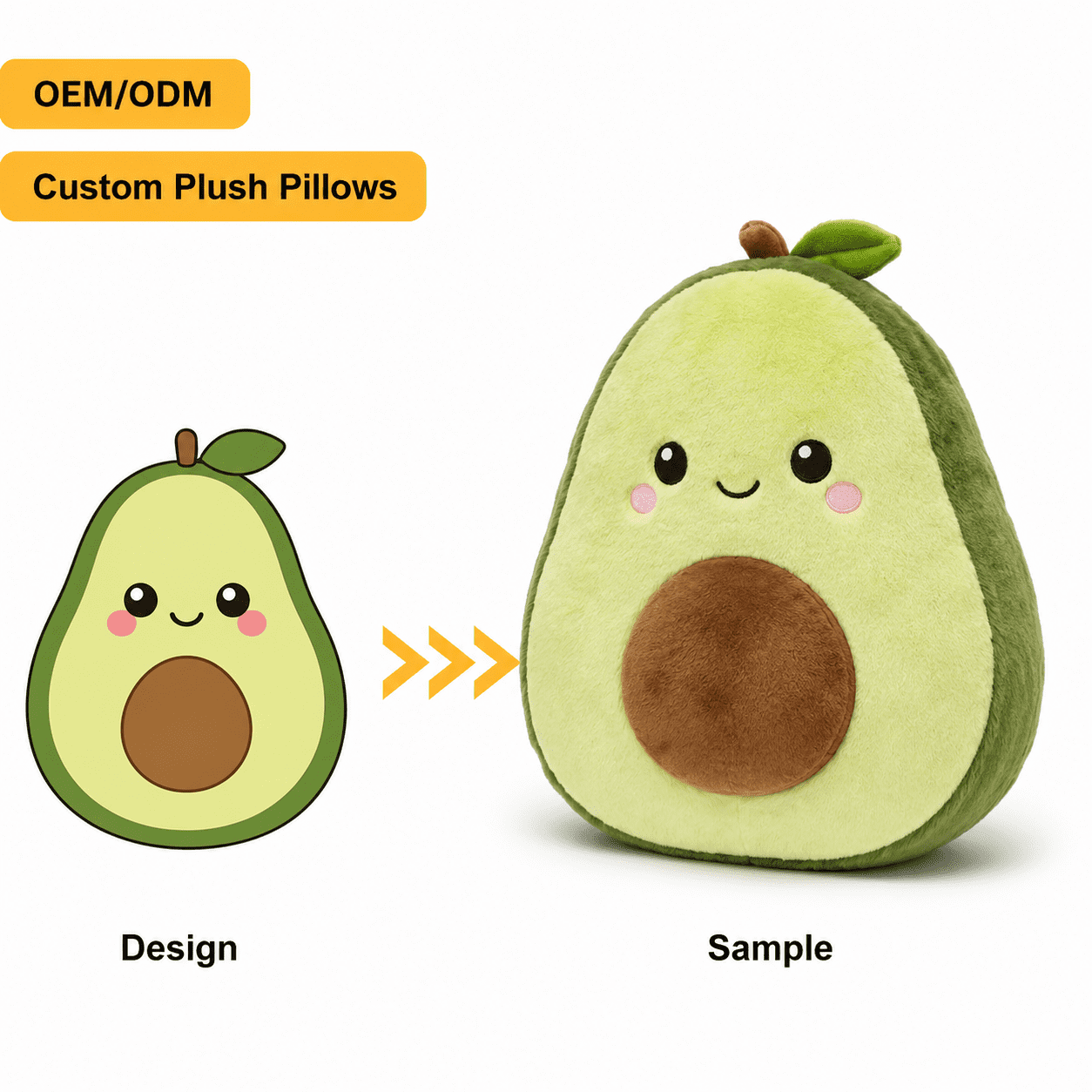 Custom pillow plush sample with soft pillow toy design