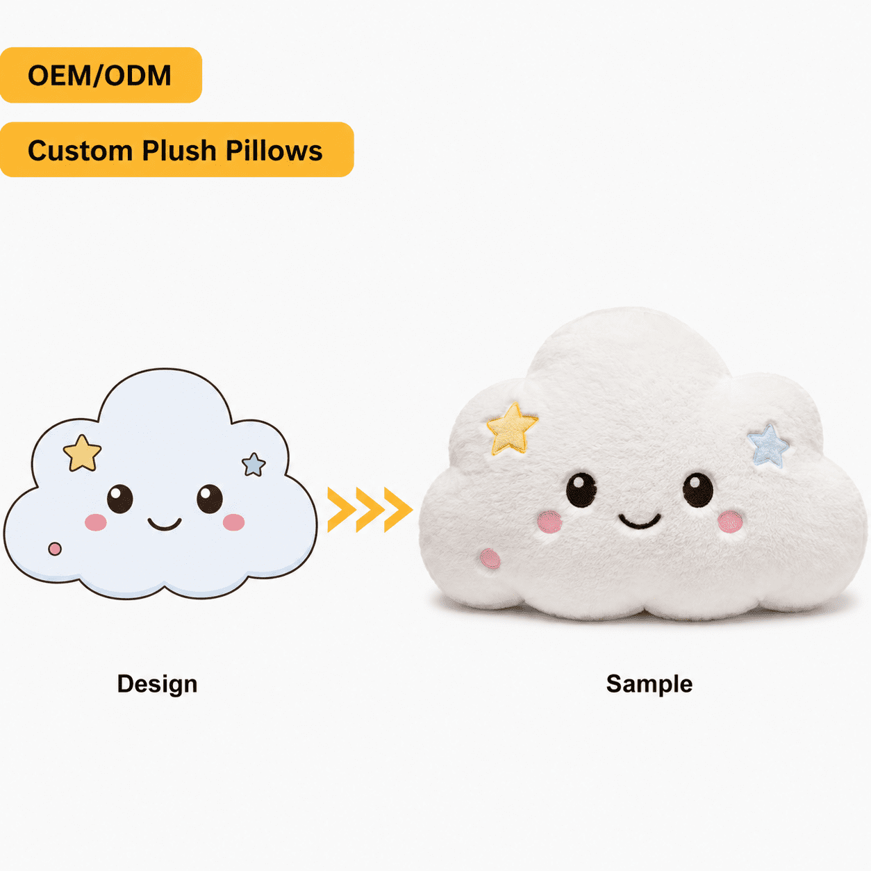 Pillow plush toy sample for kids products and brand merchandise