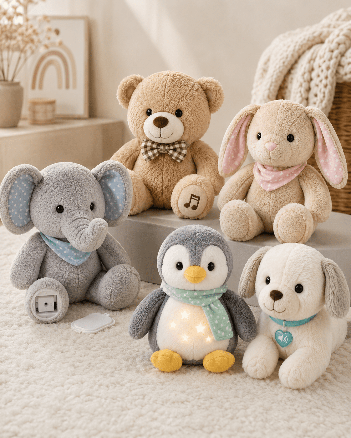 Electronic plush toys with sound module light-up plush and battery plush features