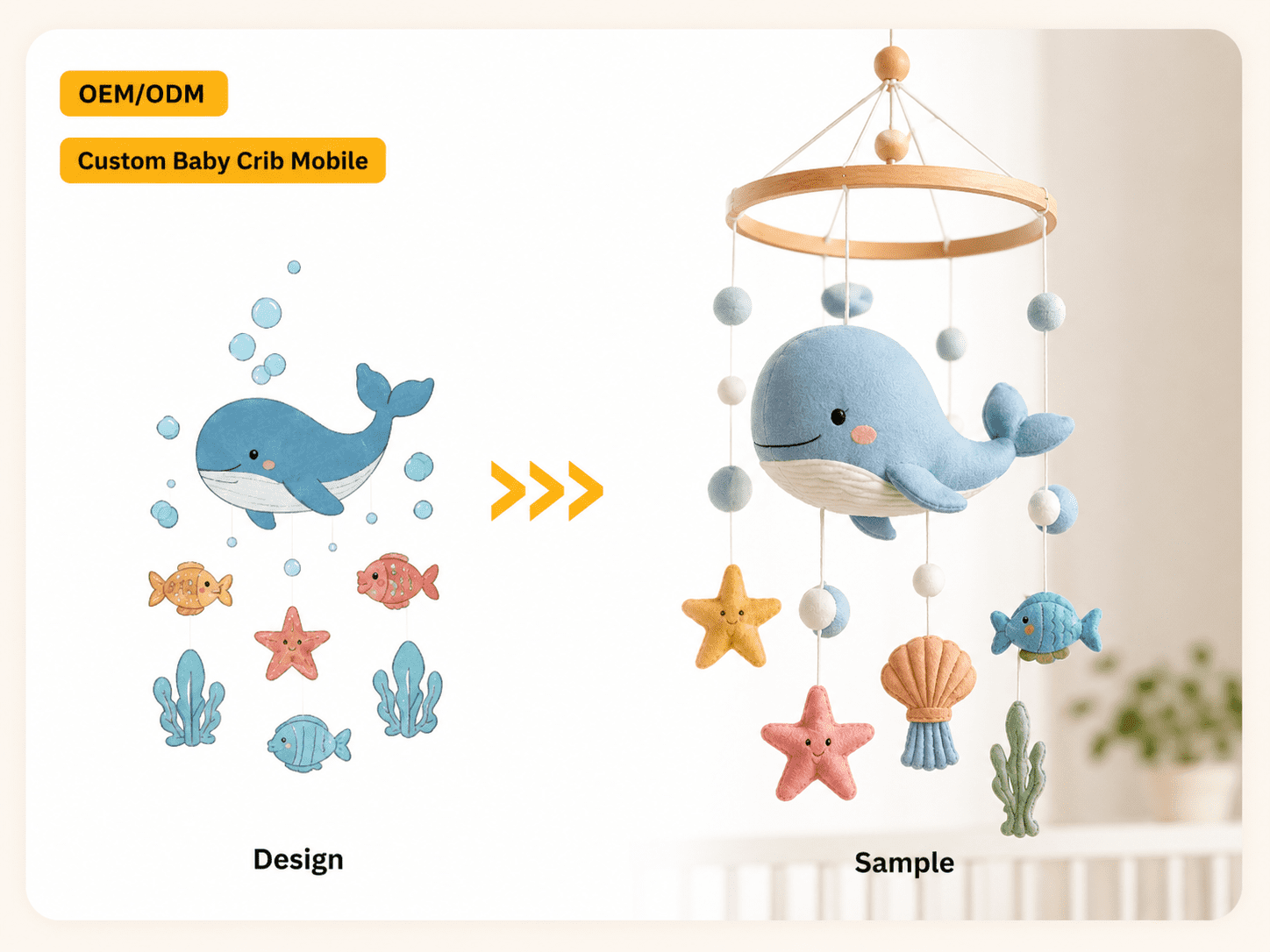 Custom baby crib mobile infant product with plush hanging toy design