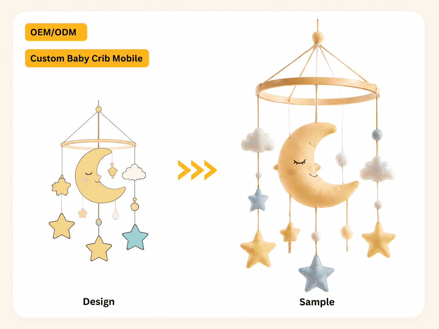 Custom baby mobile for crib with soft plush hanging toy design