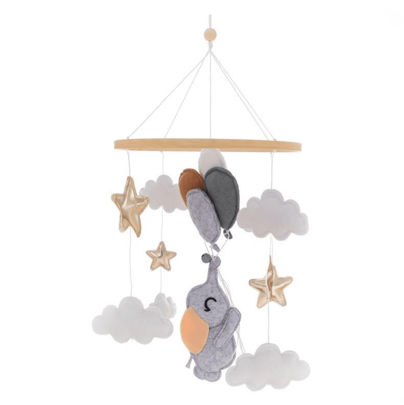 Custom plush baby mobiles with soft animals, stars, clouds, and nursery themed designs