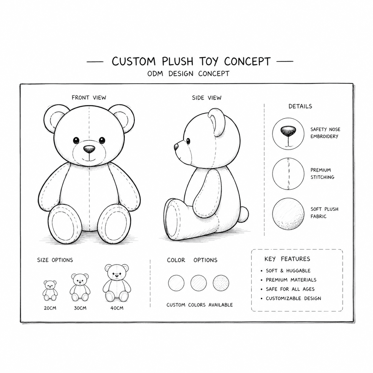 Custom plush toy design concept sheet from a plush toy factory China