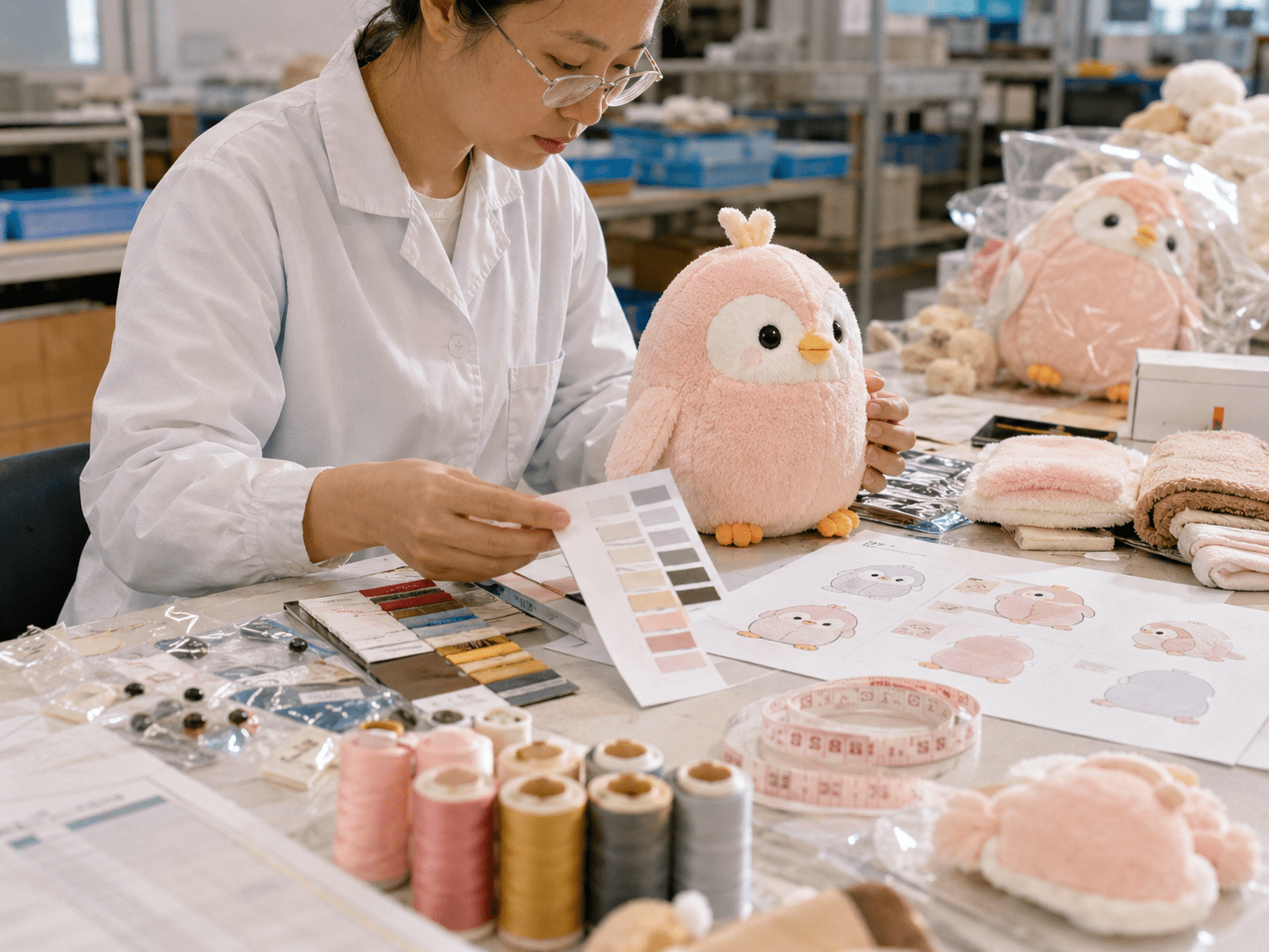 Custom plush toy sampling and prototype development before bulk production
