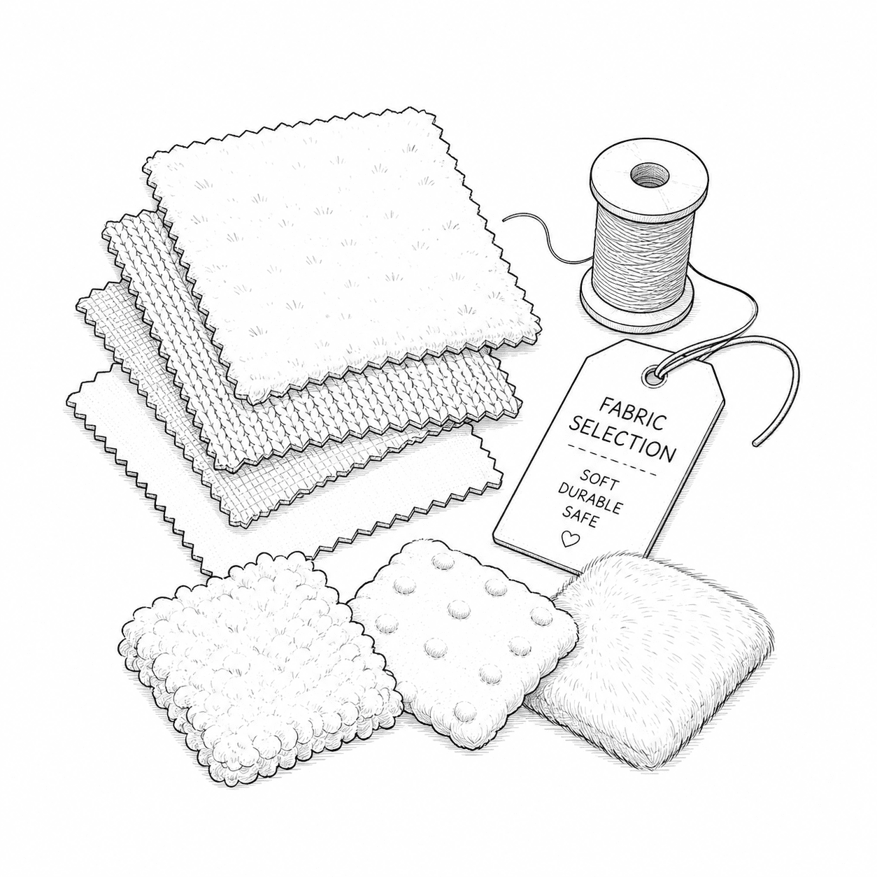 Teddy bear prototype with design notes for OEM ODM plush toy manufacturing