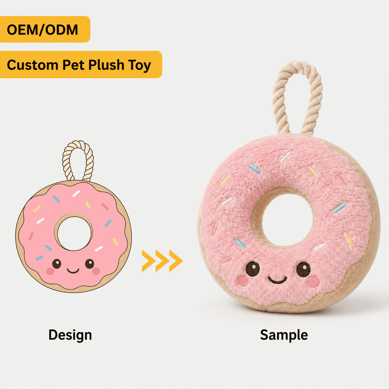Squeaky pet plush toy sample for dog and cat product lines