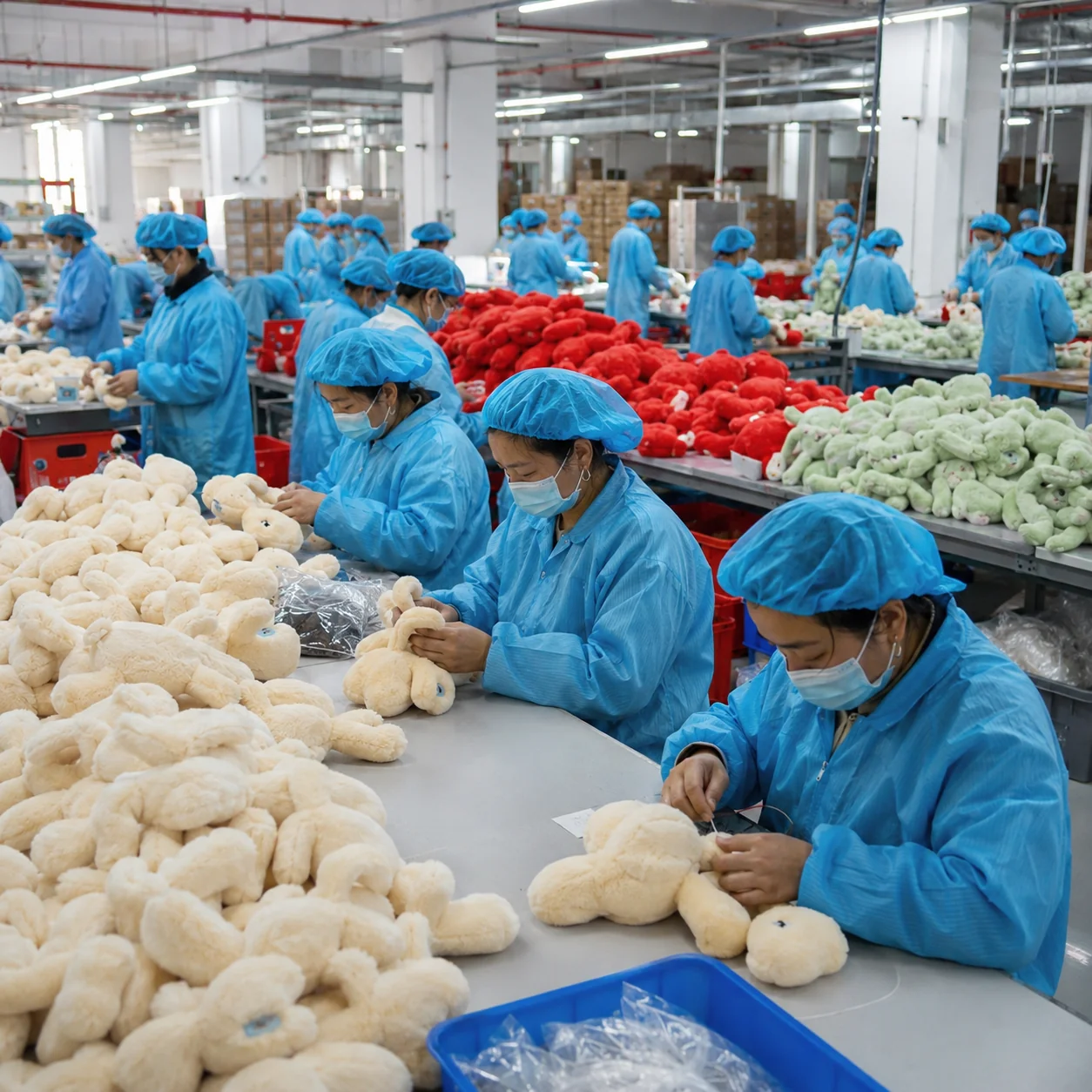 Custom Stuffed Animal Toys factory production scene for bulk stuffed animals and OEM stuffed animal toys