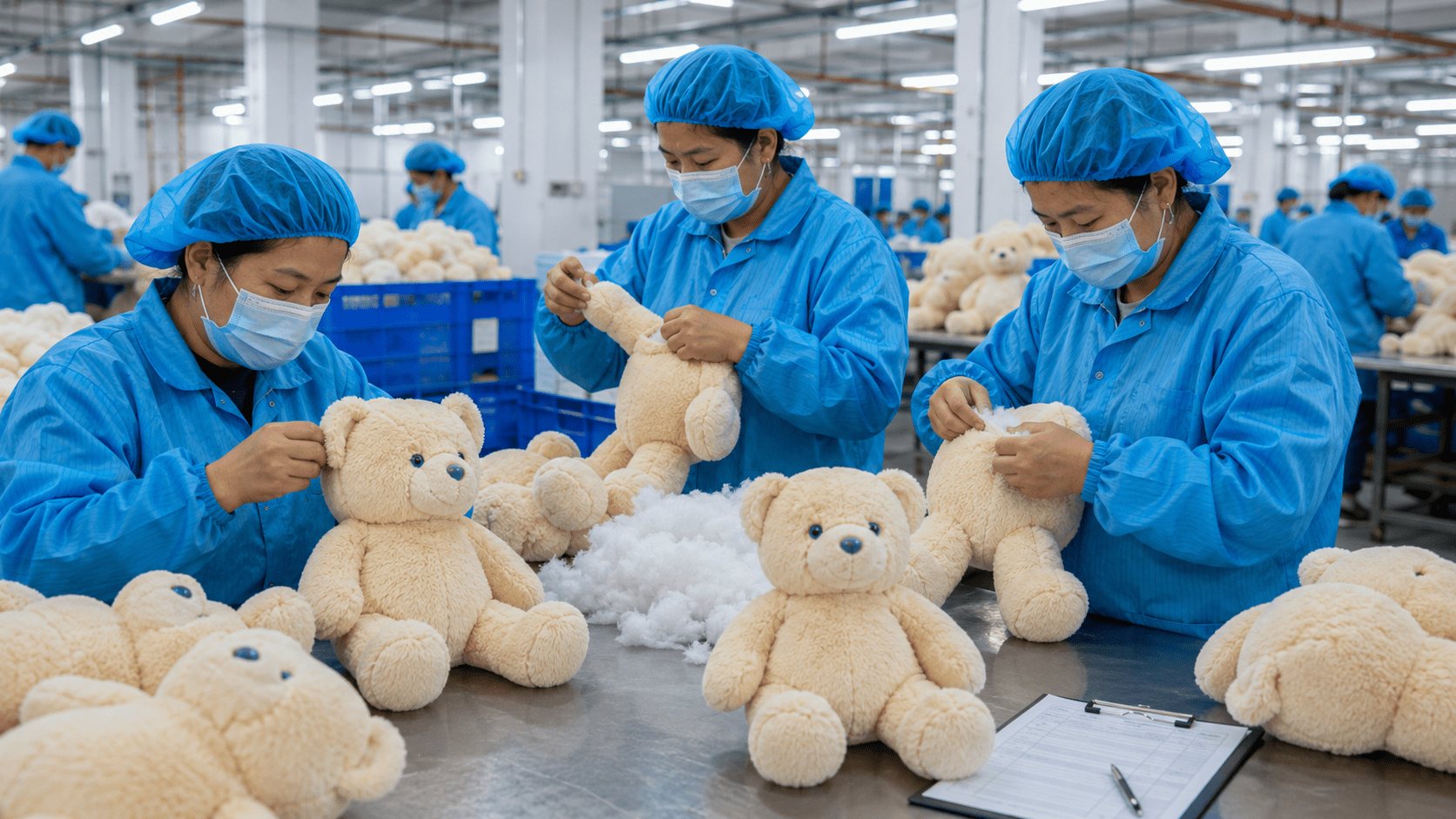 Plush toy quality control inspection for stuffing safety