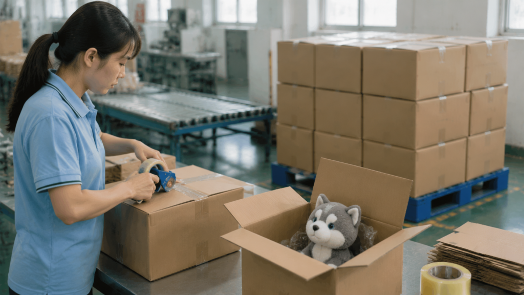 bulk plush toys packaging and shipping from factory