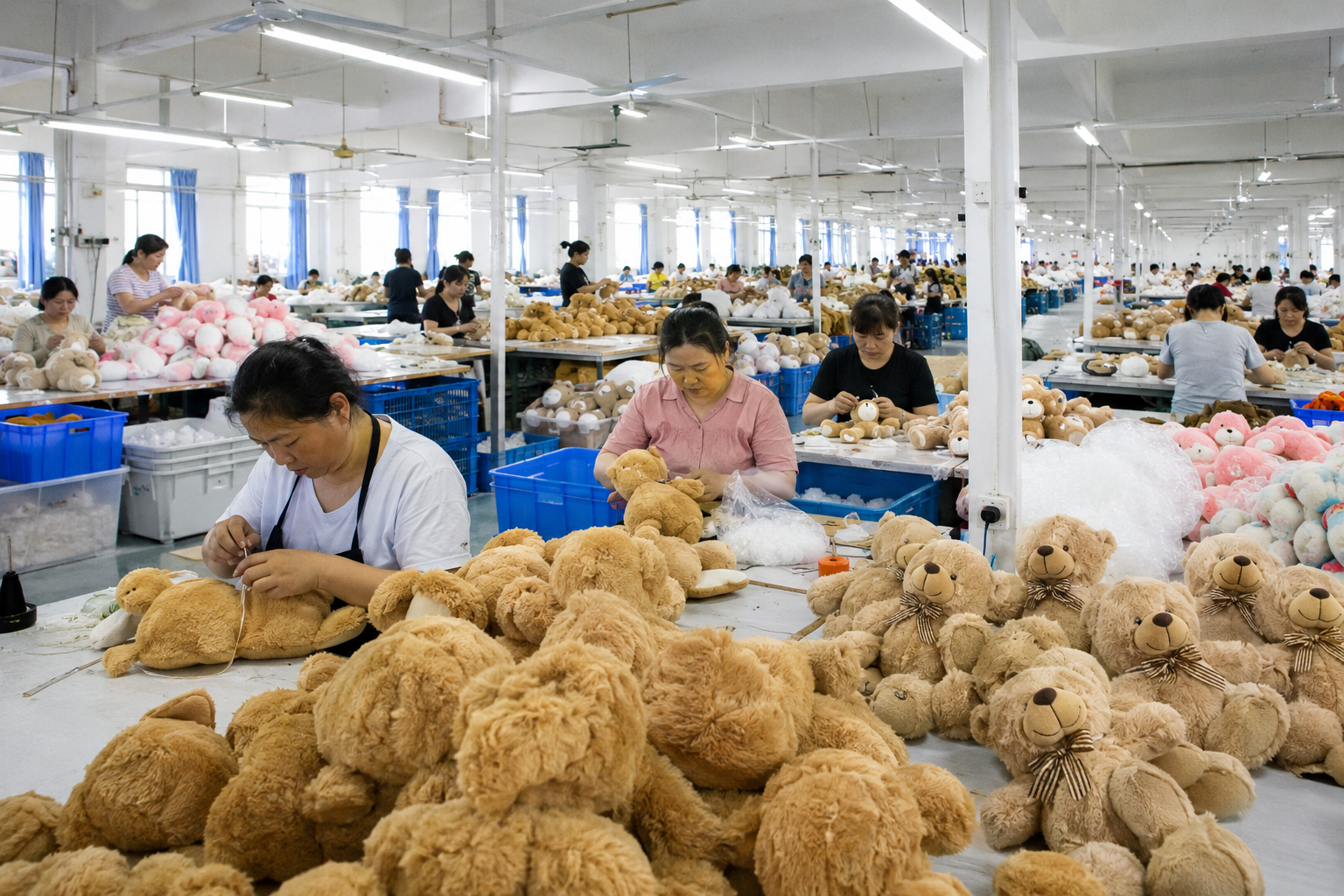 high-capacity plush toy manufacturer production floor in China for large wholesale orders