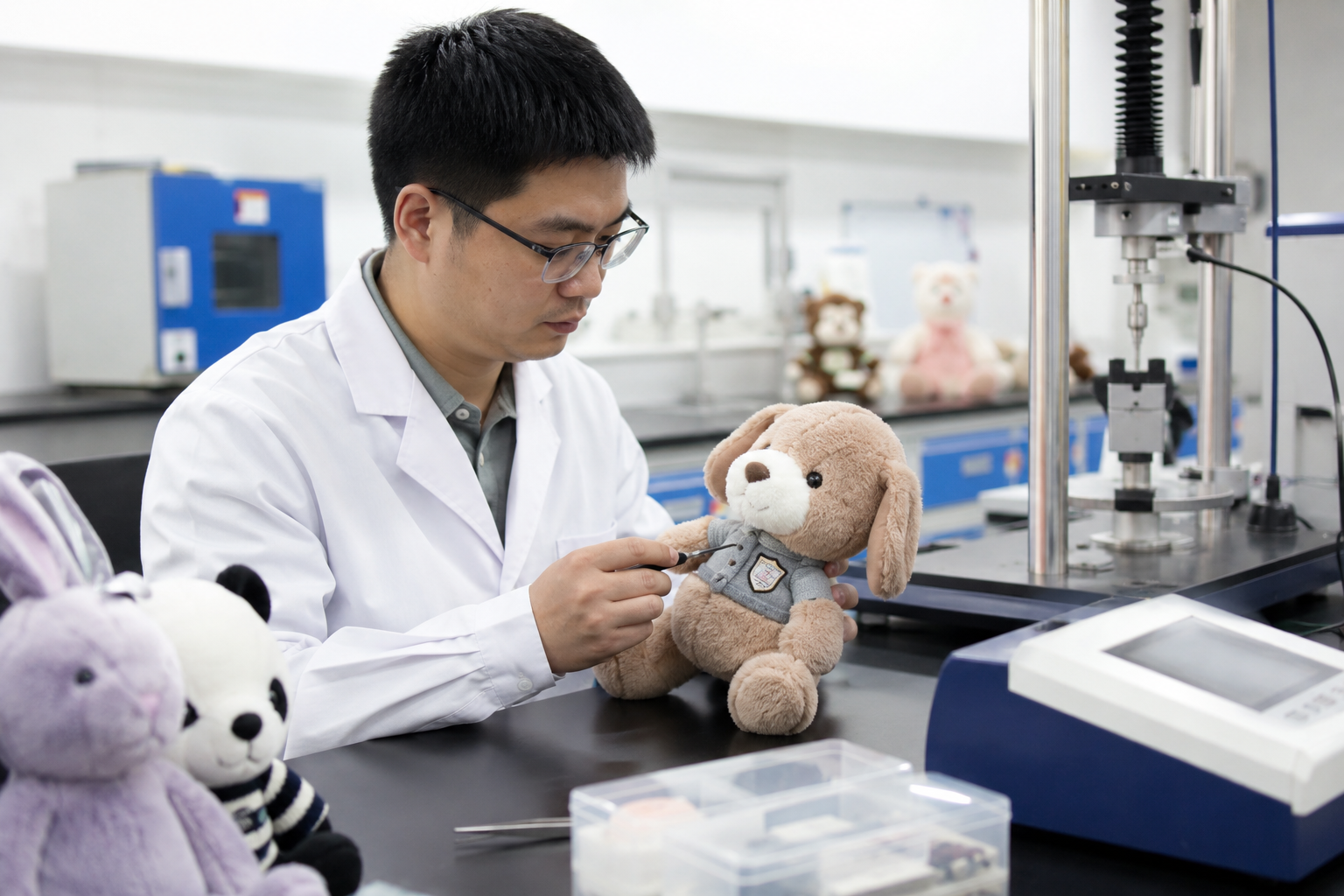 plush toy safety testing for ASTM F963 and CPSIA compliance at a laboratory in China